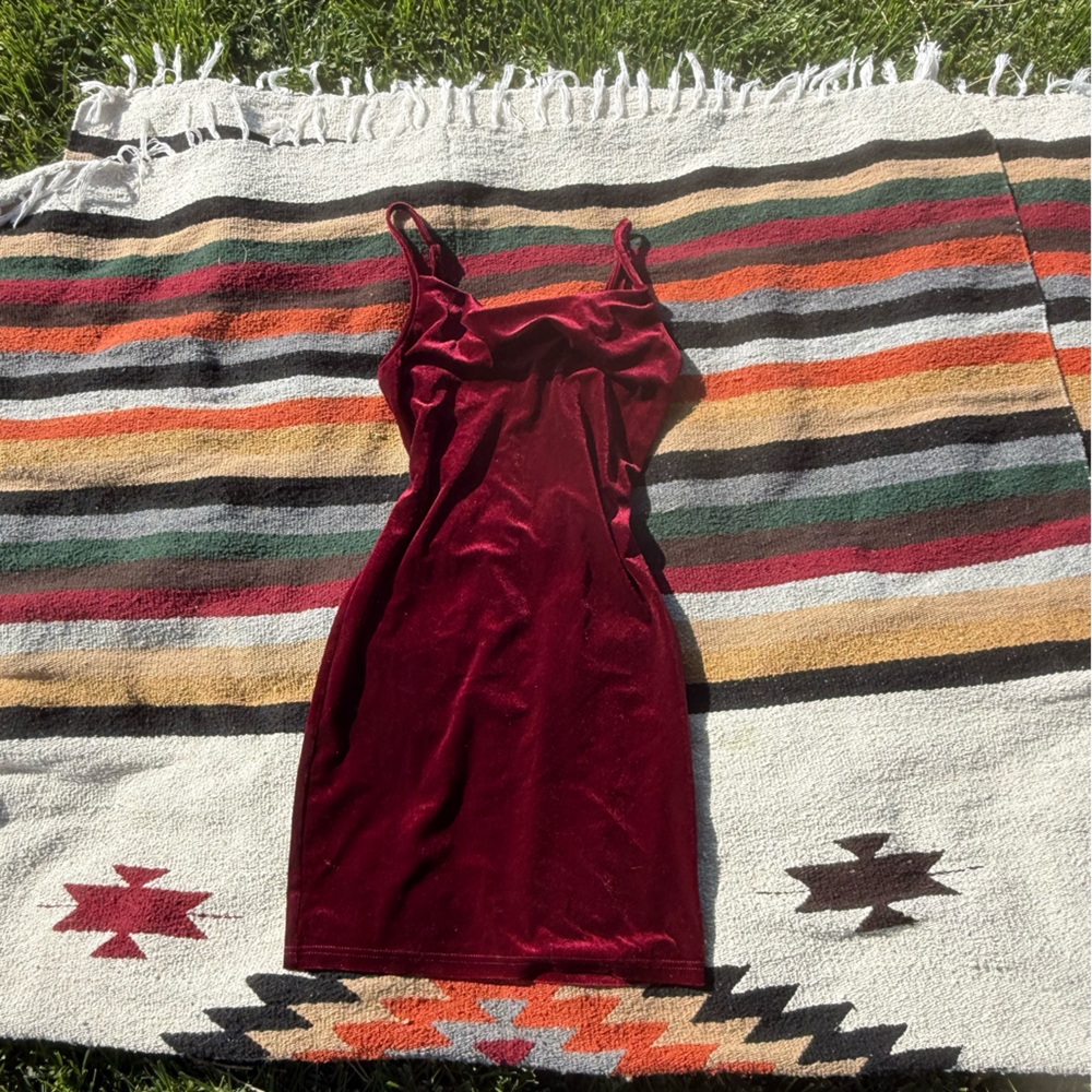 SHEIN Burgundy Velvet Dress
